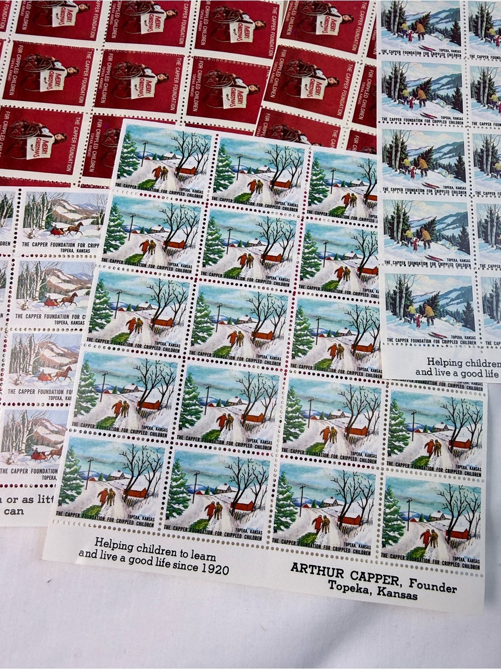 Vintage Winter Arthur Capper “Cinderella” Stamp Sheet